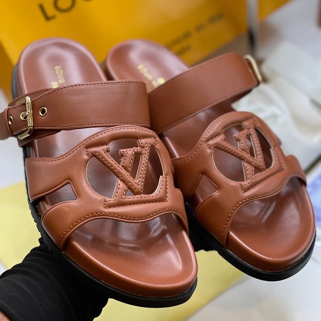 LOUIS VUITTON ISOLA COMFORT MULES LV CUTOUT