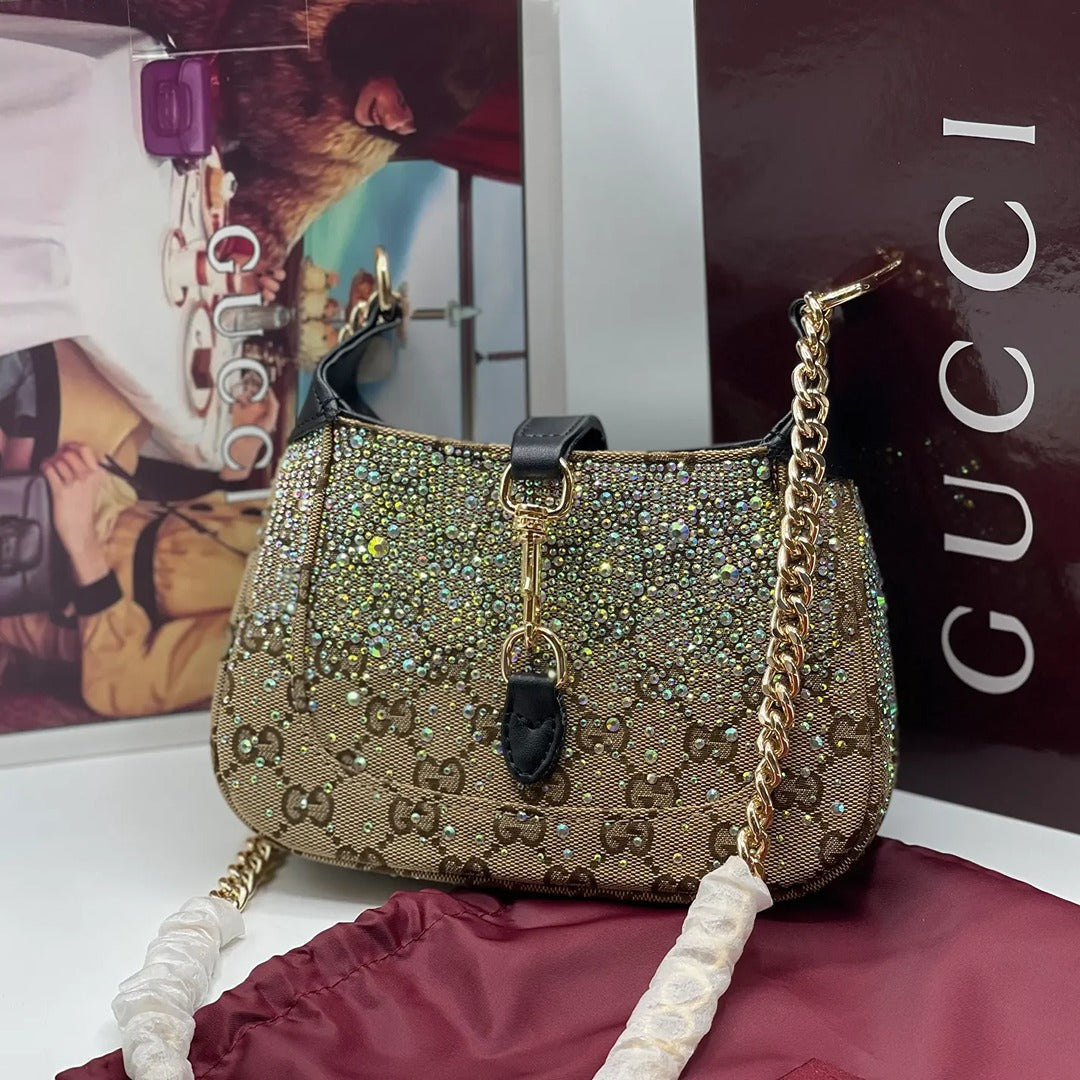 GUCCI GG CRYSTAL EMBELLISHED JACKIE NOTTE