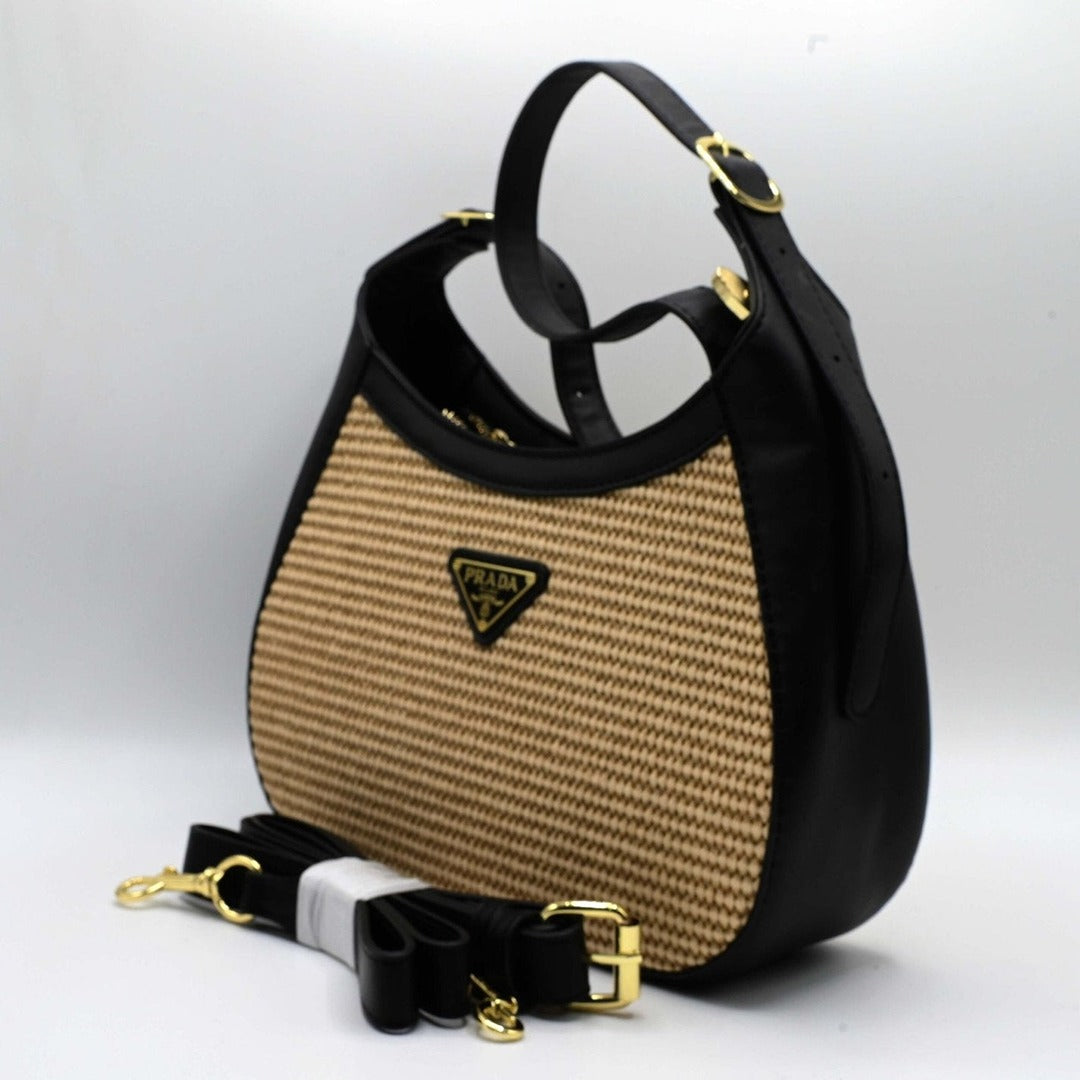 PRADA CROSSBODY BAG BLACK/WHITE/BROWN