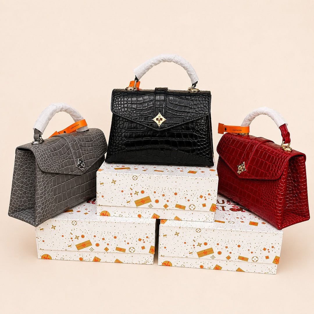 LOUIS VUITTON CROCODILE EMBOSSED SATCHEL HANDLE BAG