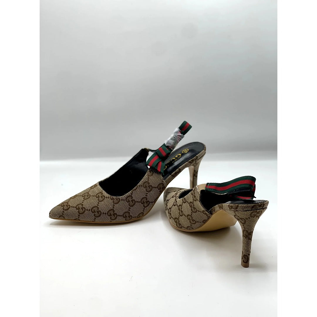 GUCCI GG SLING BACK MONOGRAM Cream BLACK