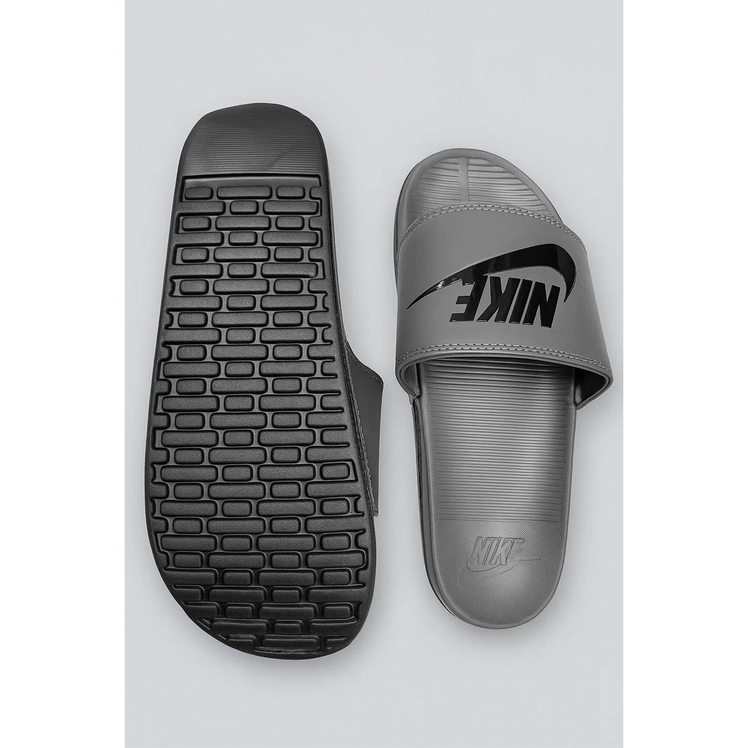 NIKE GREY BLACK TICK SLIDE V2 WITH BOX