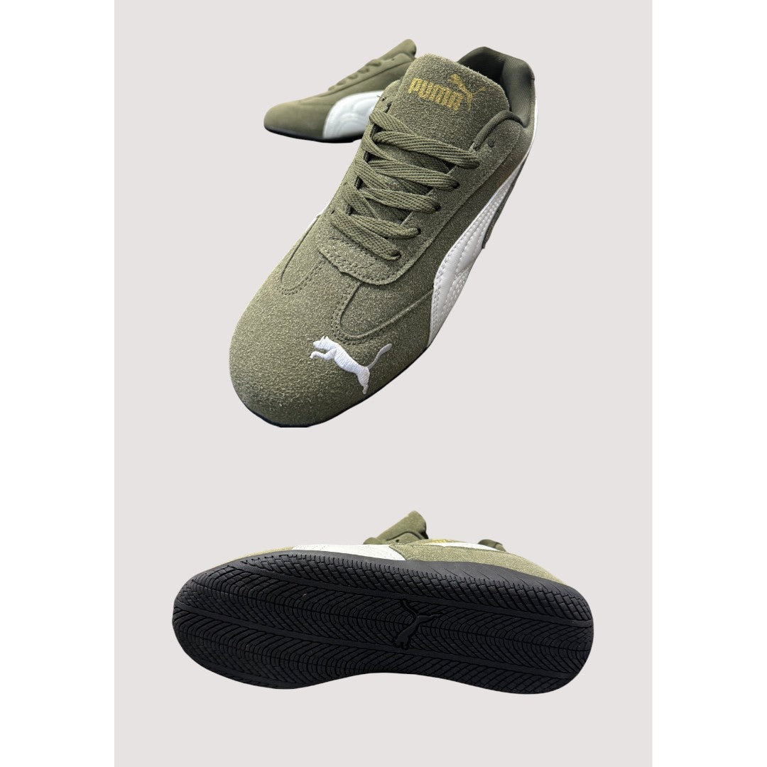 PUMA SPEEDCAT WOMENS OLIVE GREEN WHITE