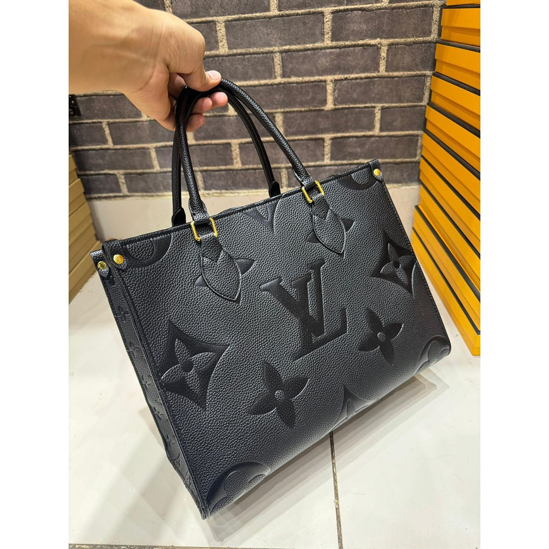 LOUIS VUITTON ONTHEGO BLACK EMBOSSED TOTE BAG