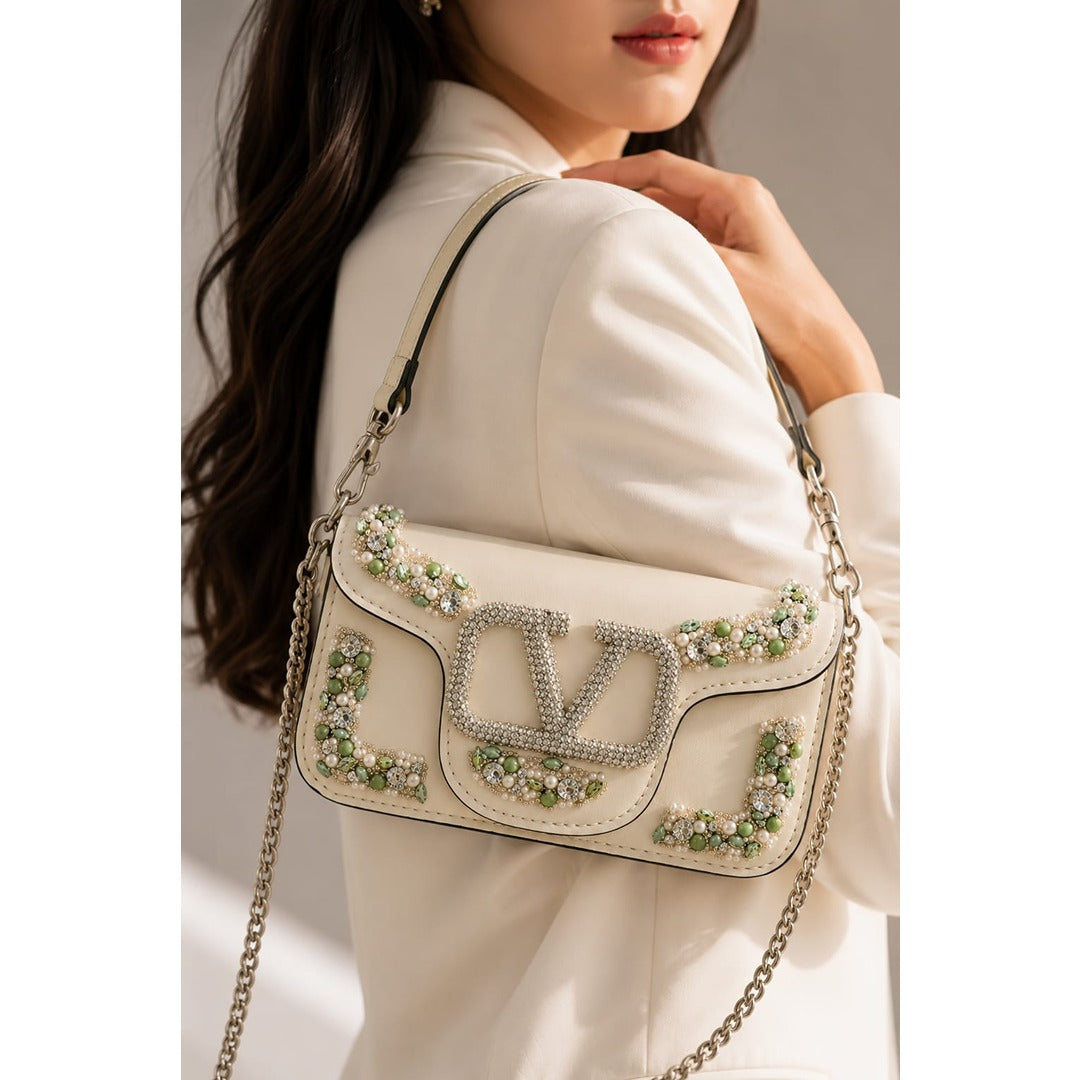 VALENTINO GARAVANI MICRO LOCO EMBELLISHED CRYSTAL SHOULDER BAG