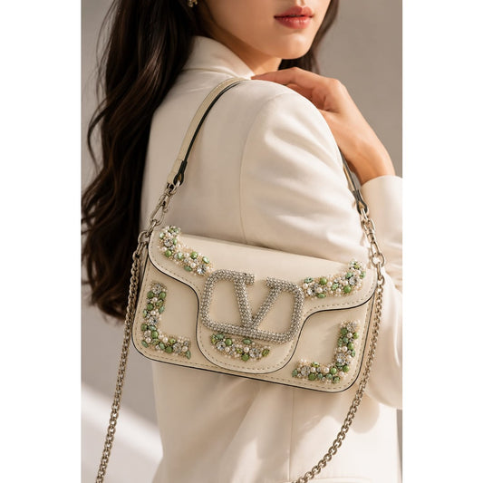 VALENTINO GARAVANI MICRO LOCO EMBELLISHED CRYSTAL SHOULDER BAG