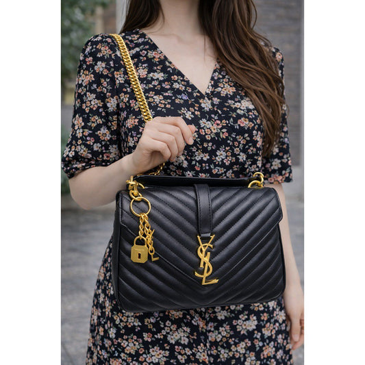 YSL COLLEGE MEDIUM IN QUILTED MONOGRAM