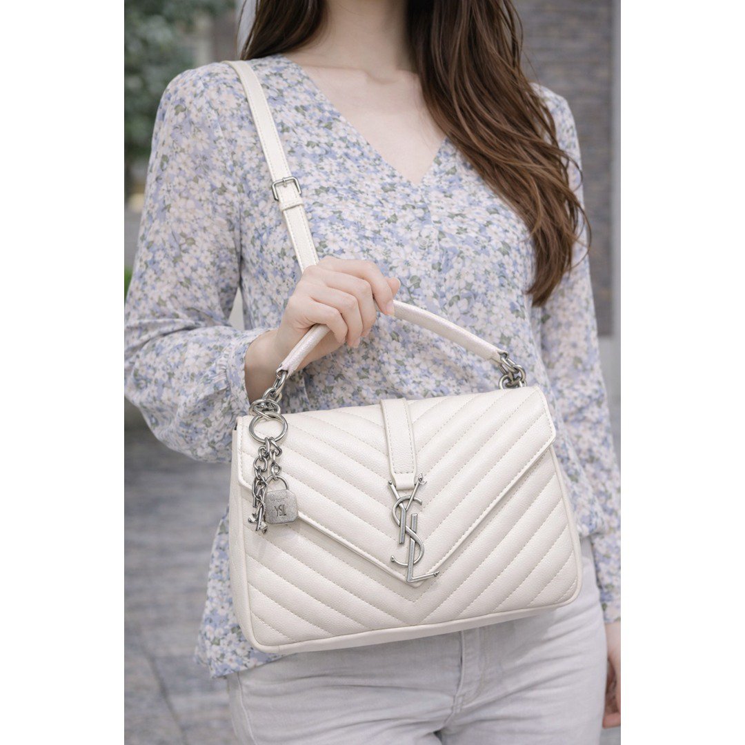 YSL COLLEGE MEDIUM IN QUILTED MONOGRAM