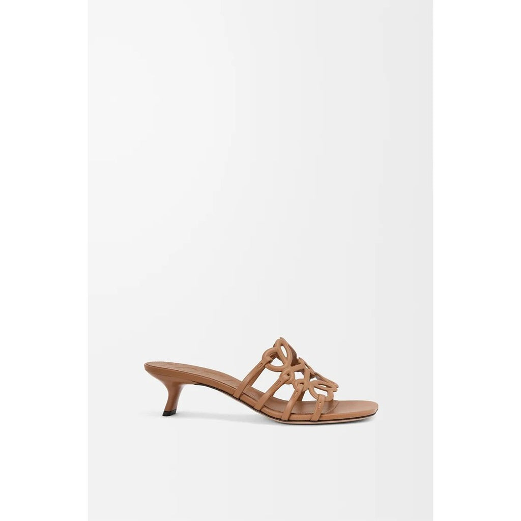 LOEWE PETAL ANAGRAM CAMEL SLIDE CALF SKIN