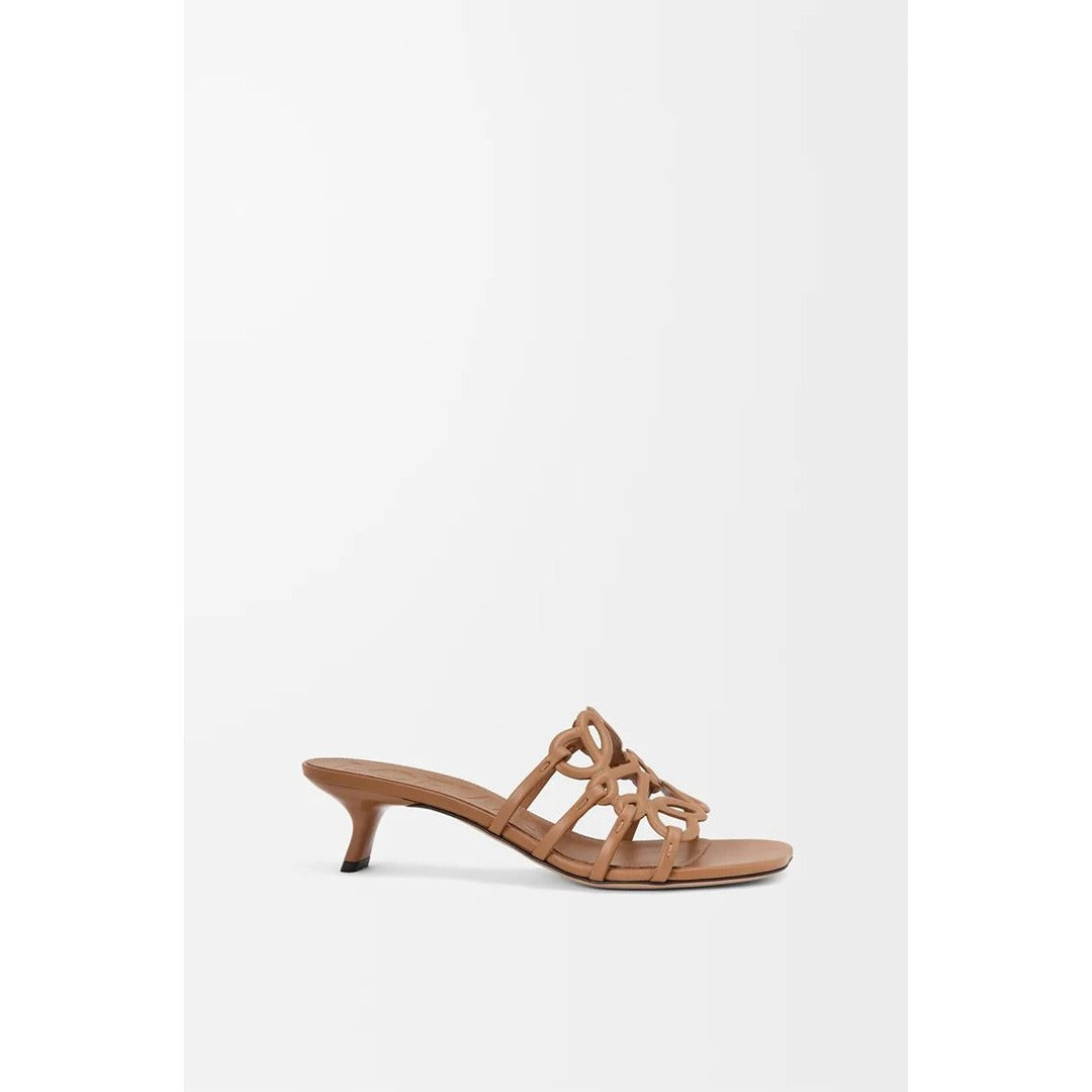 LOEWE PETAL ANAGRAM CAMEL SLIDE CALF SKIN