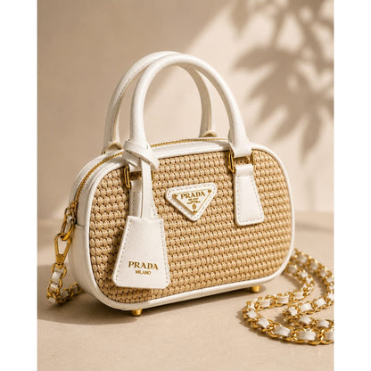 PRADA MILANO WICKER TOP HANDLE BAG
