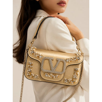 VALENTINO GARAVANI MICRO LOCO EMBELLISHED CRYSTAL SHOULDER BAG