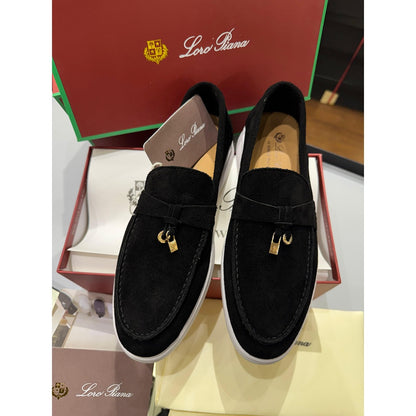 LORO PIANA BLACK SUMMER WALK CASUAL BALLET LOAFERS