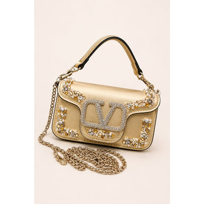 VALENTINO GARAVANI MICRO LOCO EMBELLISHED CRYSTAL SHOULDER BAG