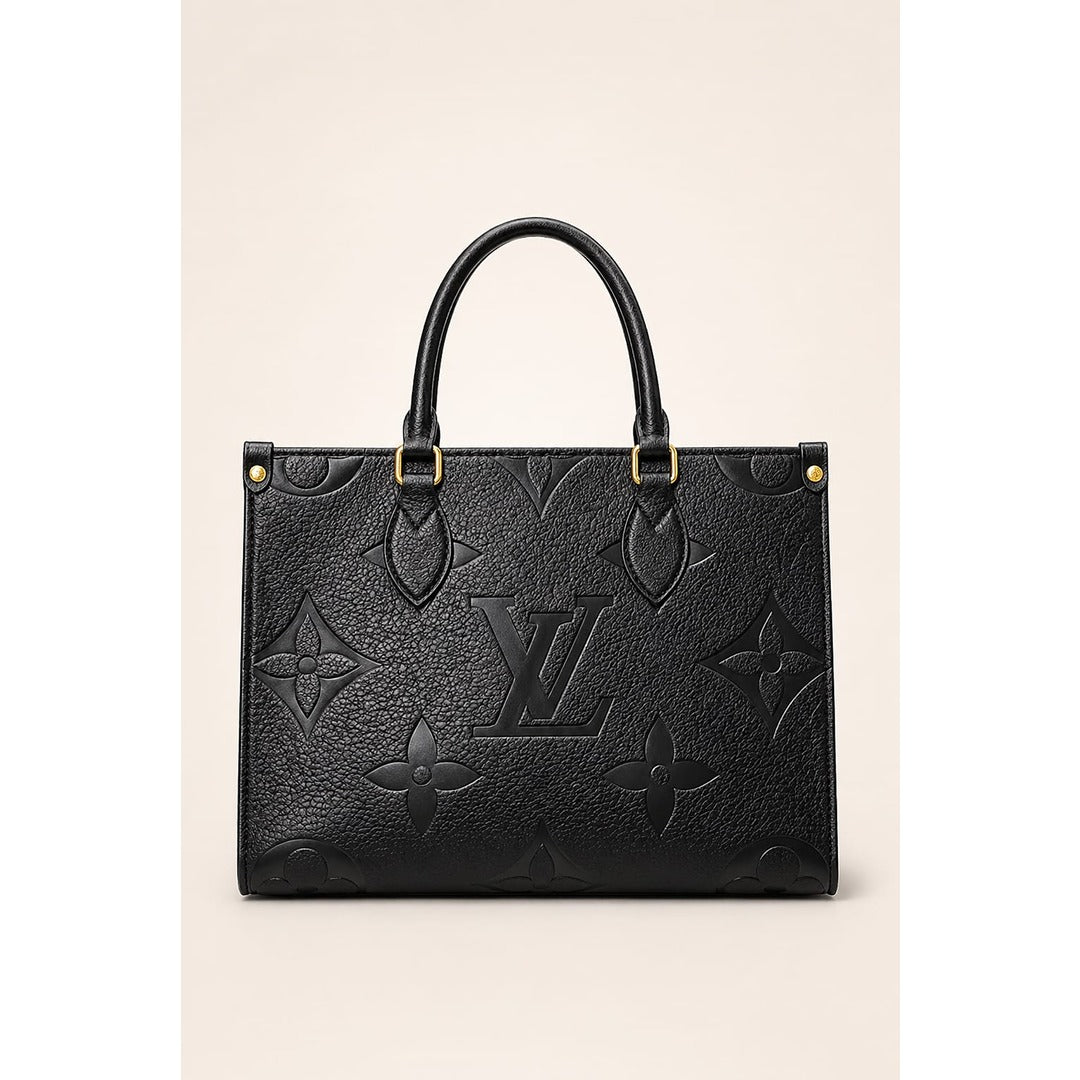LOUIS VUITTON ONTHEGO BLACK EMBOSSED TOTE BAG