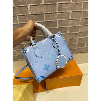 LOUIS VUITTON ONTHE GO PM LIGHT BLUE MONOGRAM BAG