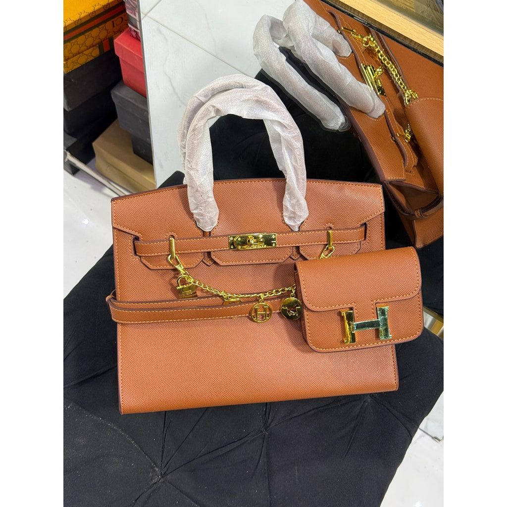 HERMES BIRKIN LEATHER HANDLE BAG 2 PC