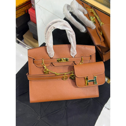 HERMES BIRKIN LEATHER HANDLE BAG 2 PC