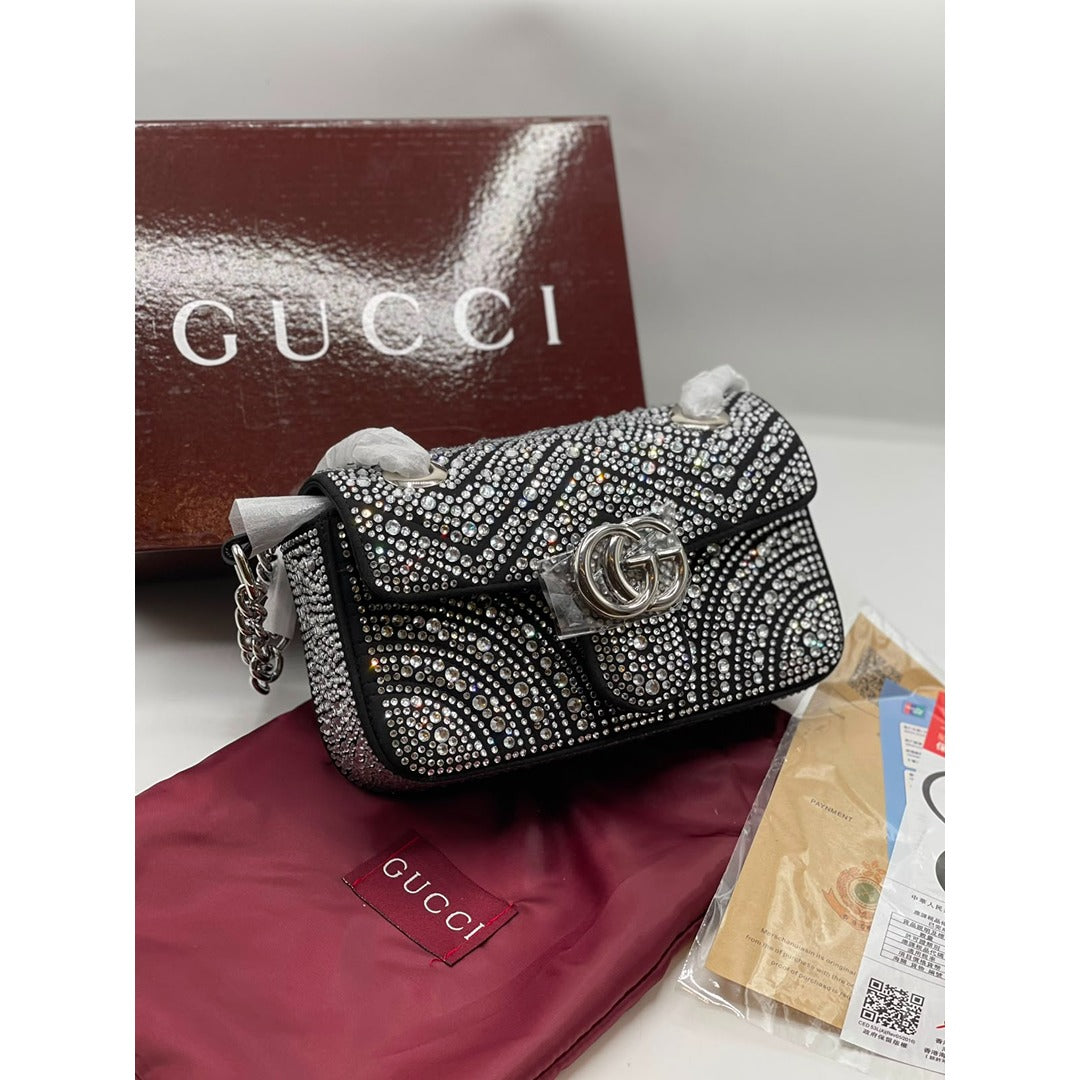 GUCCI GG MARMONT CRYSTAL SHOULDER BAG
