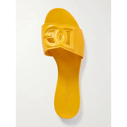 DOLCE & GABBANA BIANCA YELLOW SLIDES DG EMBOSSED LOGO
