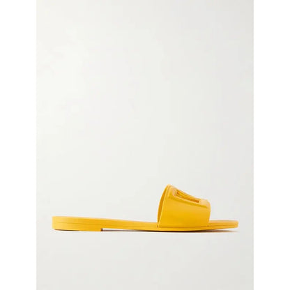 DOLCE & GABBANA BIANCA YELLOW SLIDES DG EMBOSSED LOGO