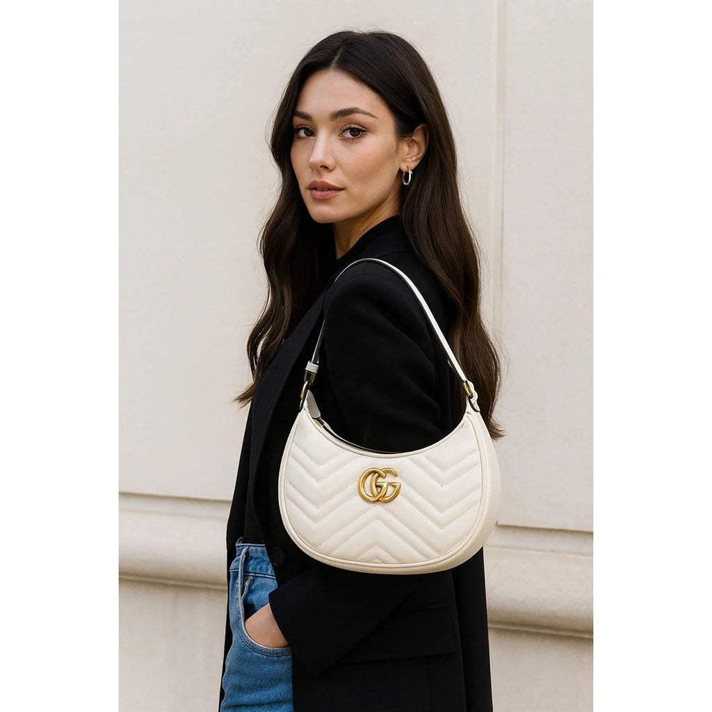 GUCCI GG MARMONT HALF MOON QUILTED BAG