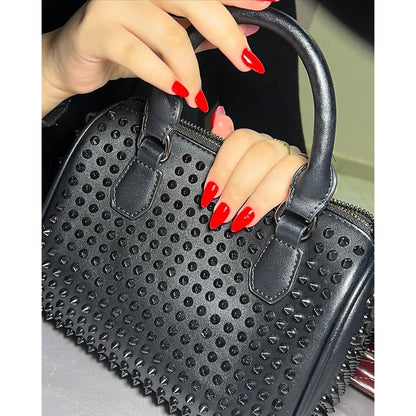 CHRISTIAN LOUBOUTIN BLACK PALOMA MEDIUM TOP HANDLE BAG