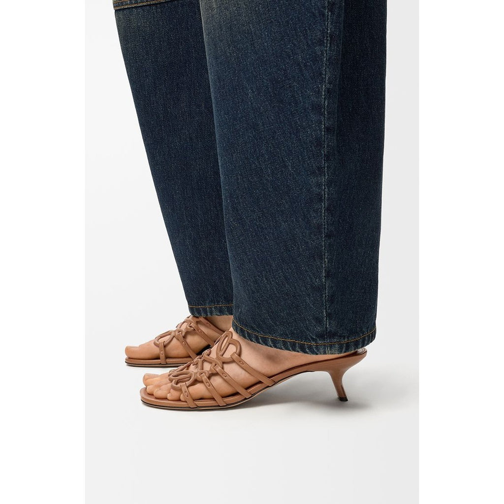 LOEWE PETAL ANAGRAM CAMEL SLIDE CALF SKIN