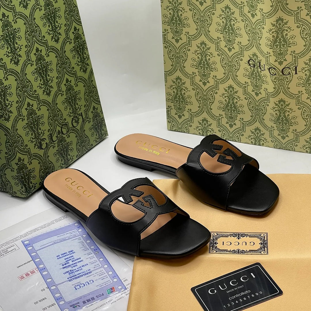 GUCCI GG CUT OUT INTERLOCKING SANDAL WITH COLORS