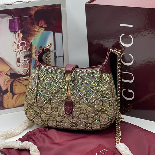 GUCCI GG CRYSTAL EMBELLISHED JACKIE NOTTE