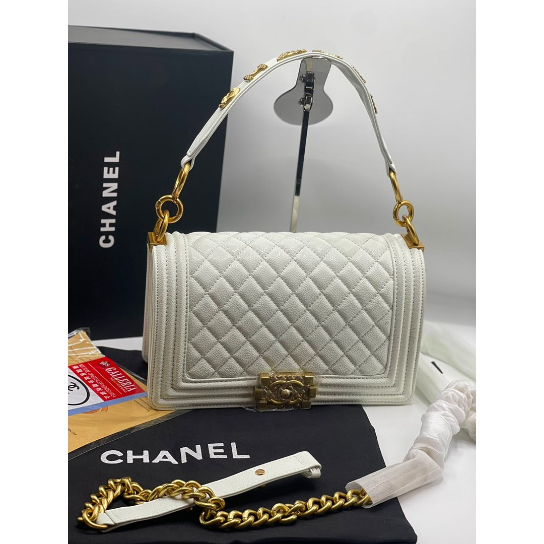 CHANEL LE BOY GOLD SIGNATURE HANDBAG