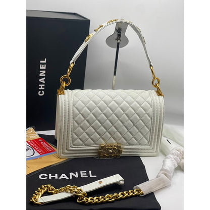 CHANEL LE BOY GOLD SIGNATURE HANDBAG