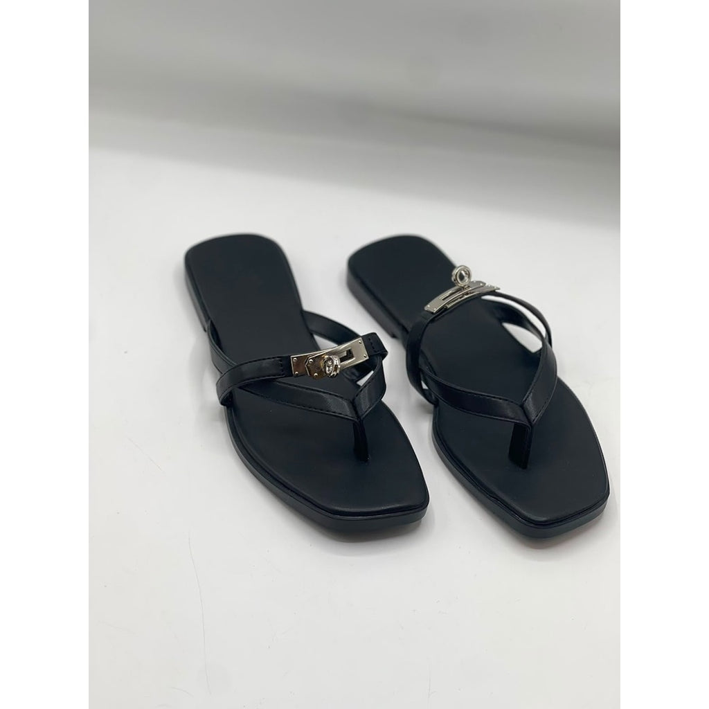 HERMES BLACK MISS SANDALS CALFSKIN
