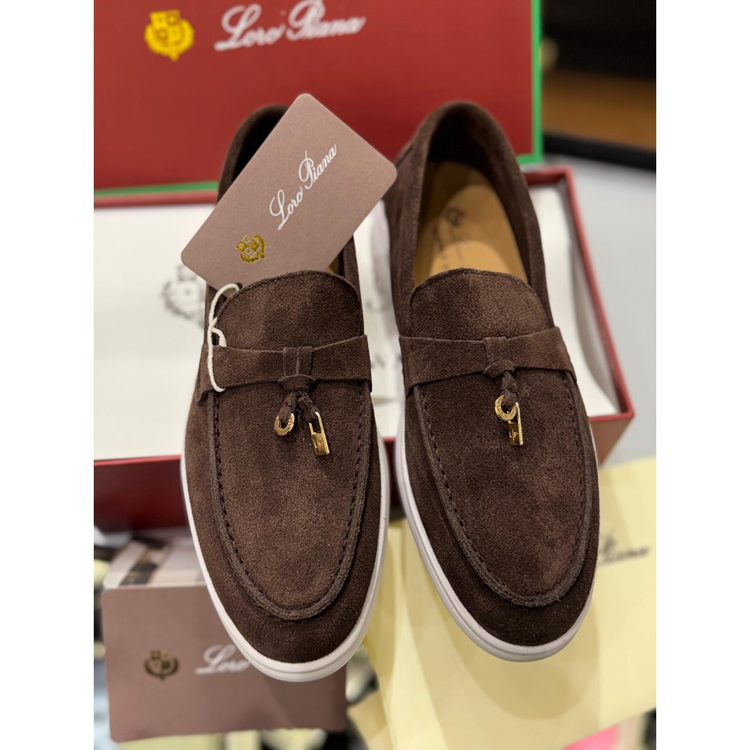 LORO PIANA CHOCOLATE BROWN SUMMER WALK CASUAL BALLET LOAFERS