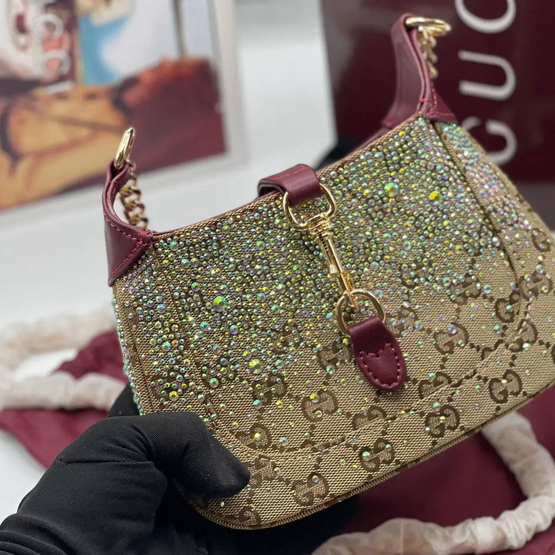 GUCCI GG CRYSTAL EMBELLISHED JACKIE NOTTE