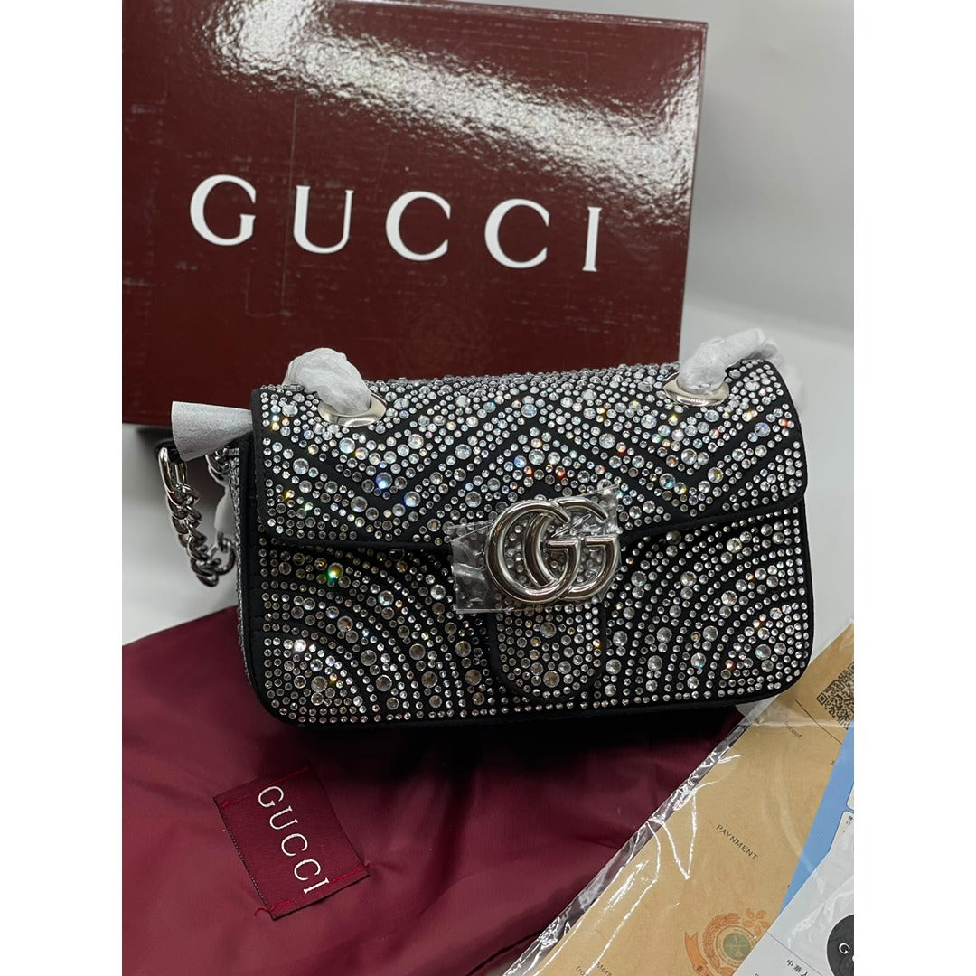 GUCCI GG MARMONT CRYSTAL SHOULDER BAG