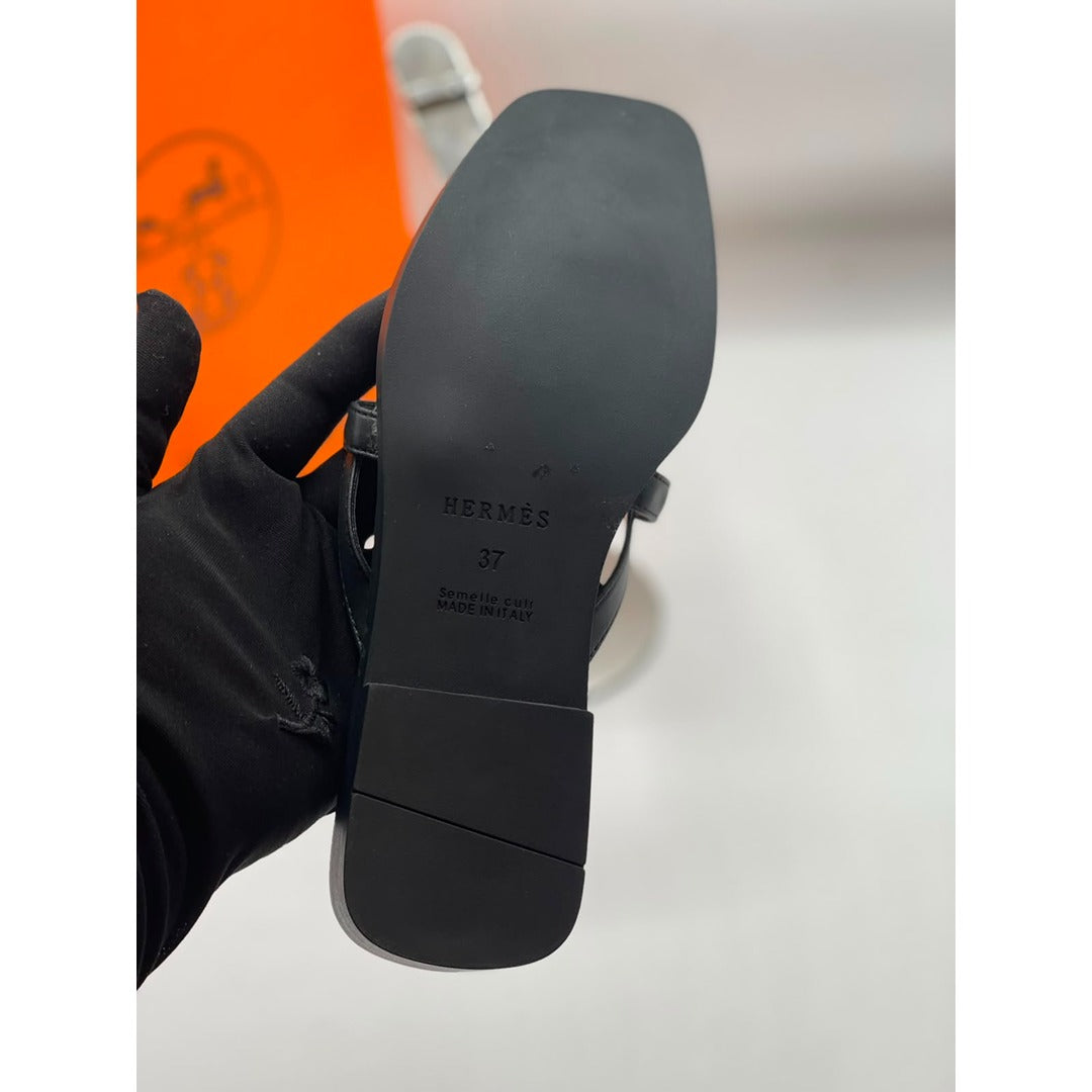 HERMES BLACK MISS SANDALS CALFSKIN