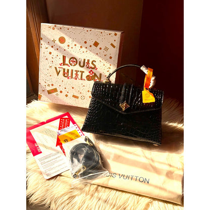 LOUIS VUITTON CROCODILE EMBOSSED SATCHEL HANDLE BAG