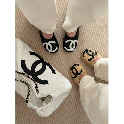 CHANEL QUILTED INTERLOCKING CC BALLET FLATS WITH COLORS