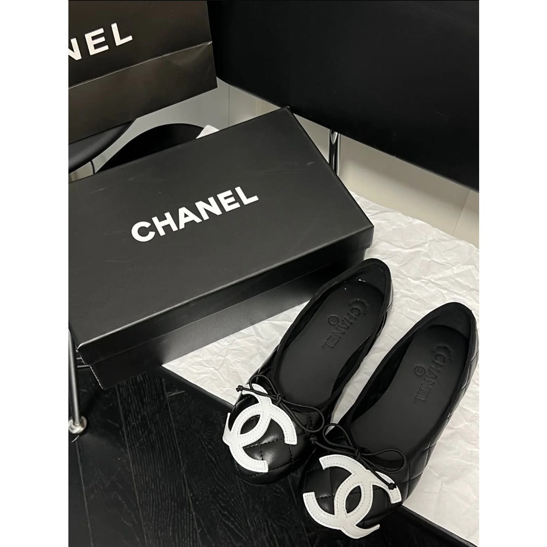 CHANEL QUILTED INTERLOCKING CC BALLET FLATS WITH COLORS