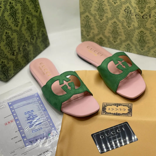 GUCCI GG CUT OUT INTERLOCKING SANDAL WITH COLORS