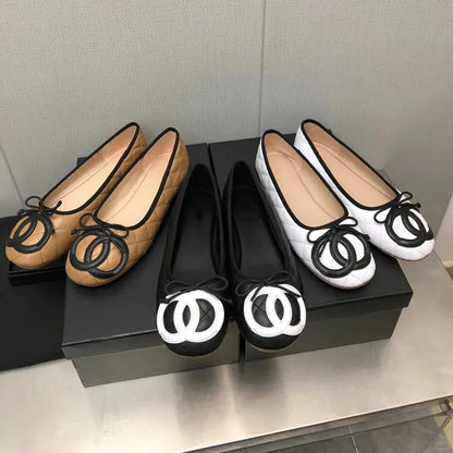 CHANEL QUILTED INTERLOCKING CC BALLET FLATS WITH COLORS