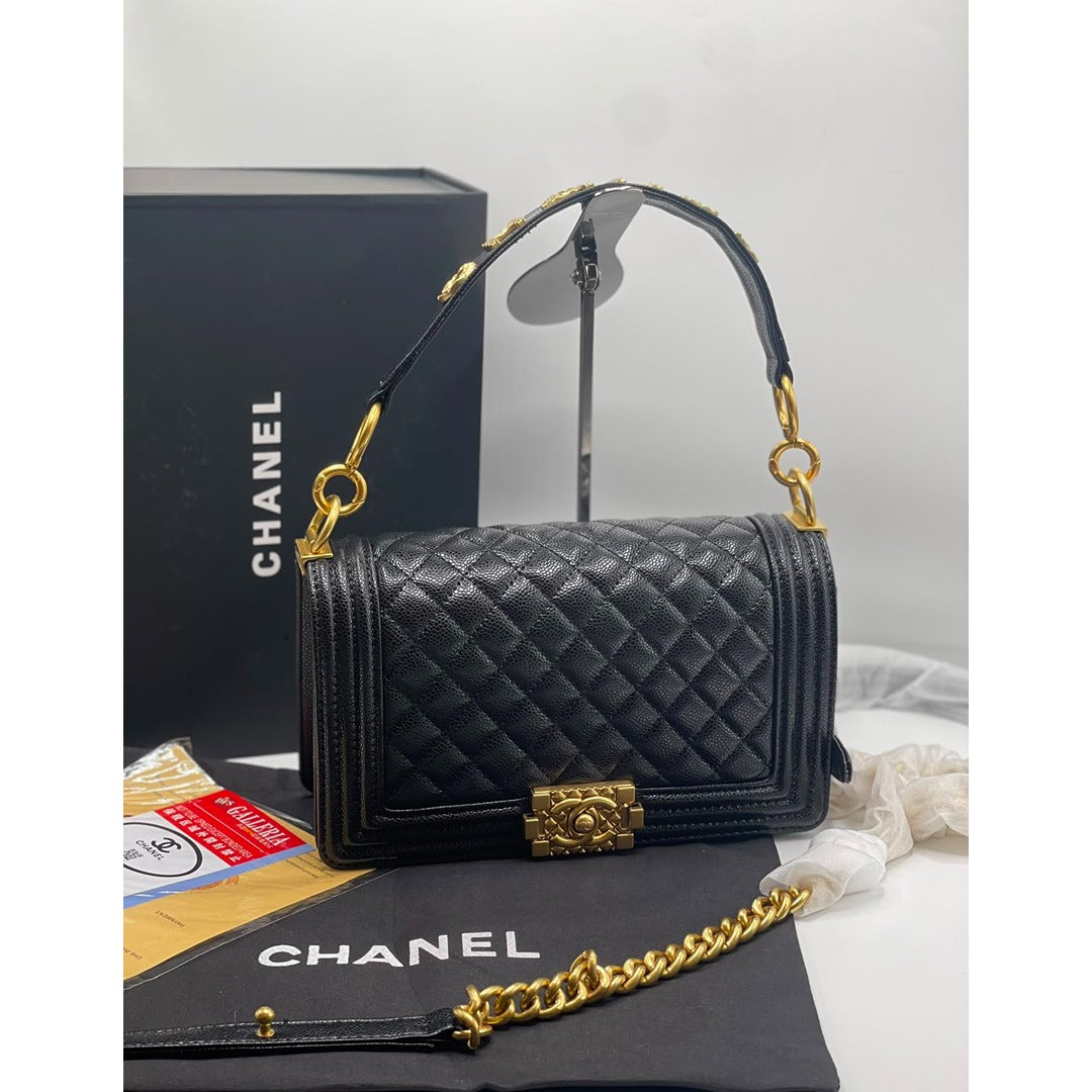 CHANEL LE BOY GOLD SIGNATURE HANDBAG