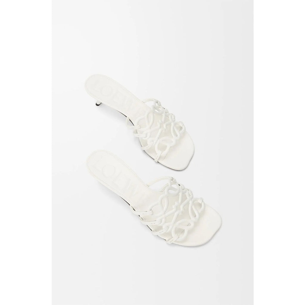 LOEWE PETAL ANAGRAM WHITE SLIDE CALF SKIN