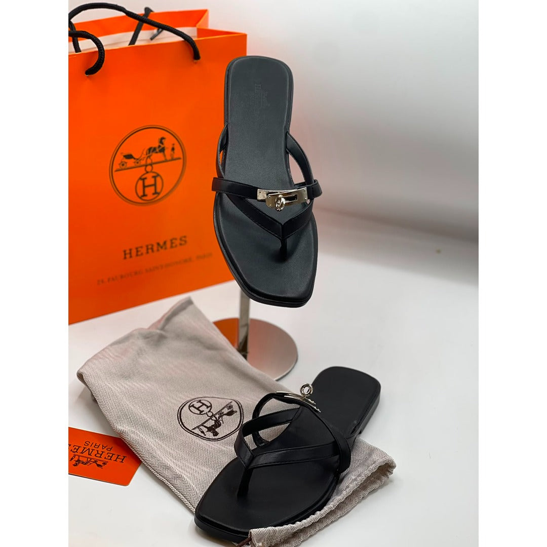 HERMES BLACK MISS SANDALS CALFSKIN