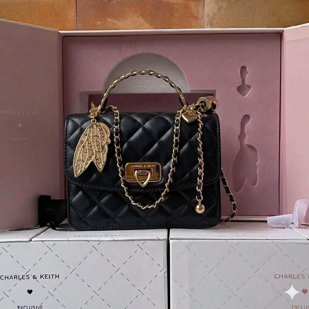 CHARLES & KEITH CRESSIDA QUILTED TOP HANDLE BAG QIXI GIFT SET