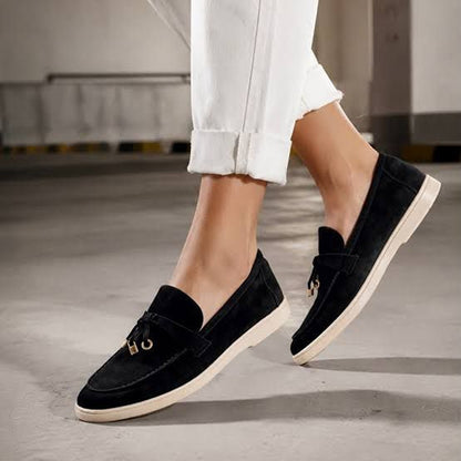 LORO PIANA BLACK SUMMER WALK CASUAL BALLET LOAFERS
