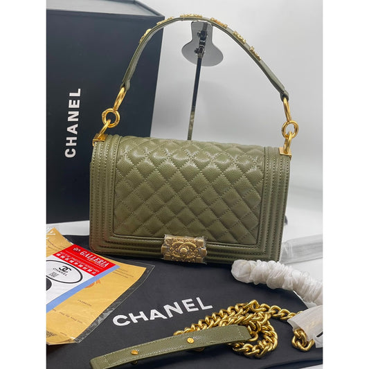 CHANEL LE BOY GOLD SIGNATURE HANDBAG