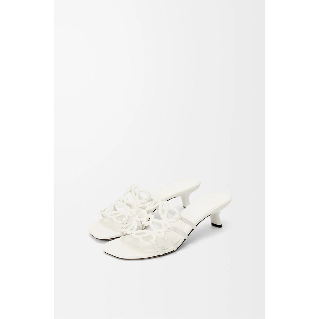 LOEWE PETAL ANAGRAM WHITE SLIDE CALF SKIN