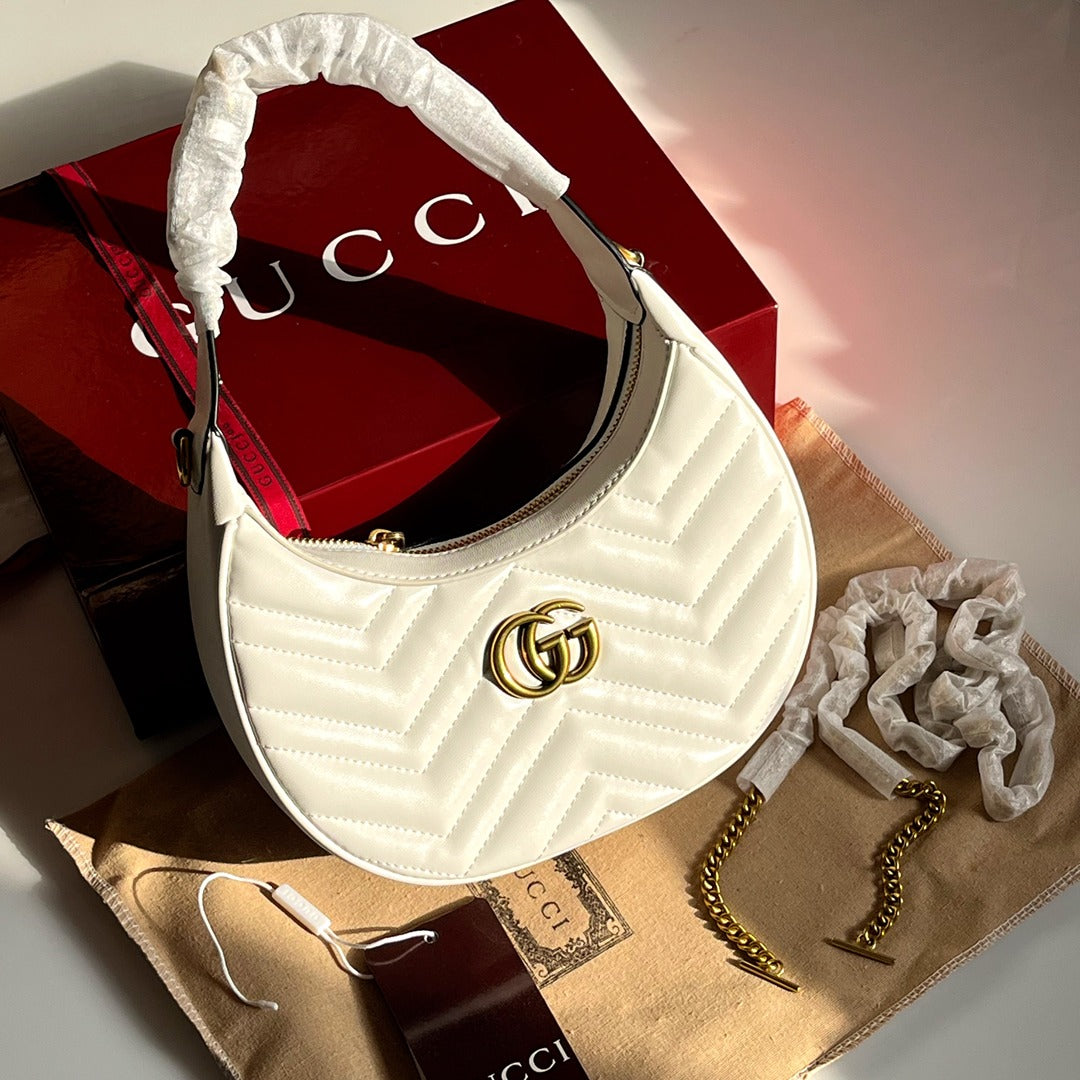 GUCCI GG MARMONT HALF MOON QUILTED BAG